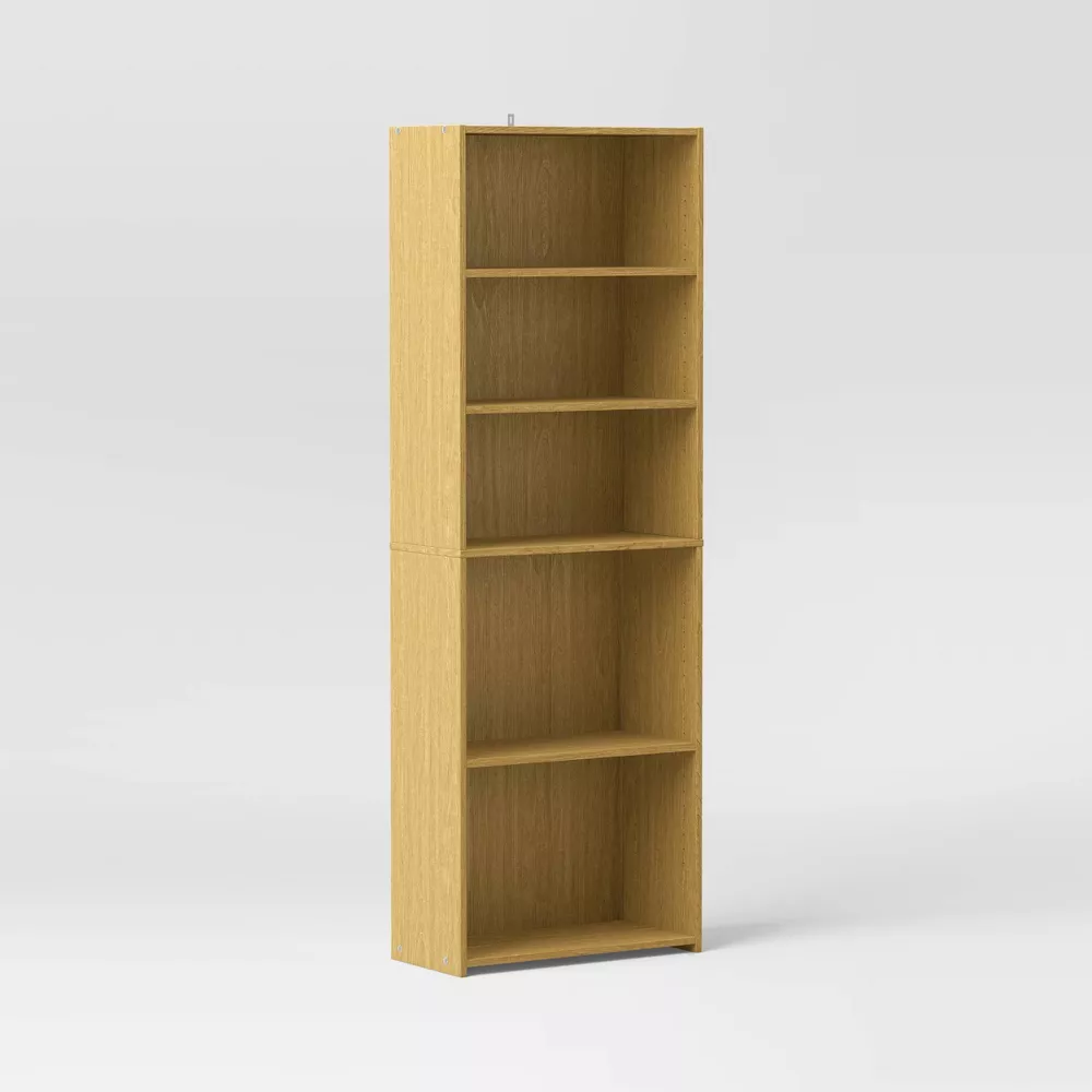5 Shelf Bookcase Natural Wood,