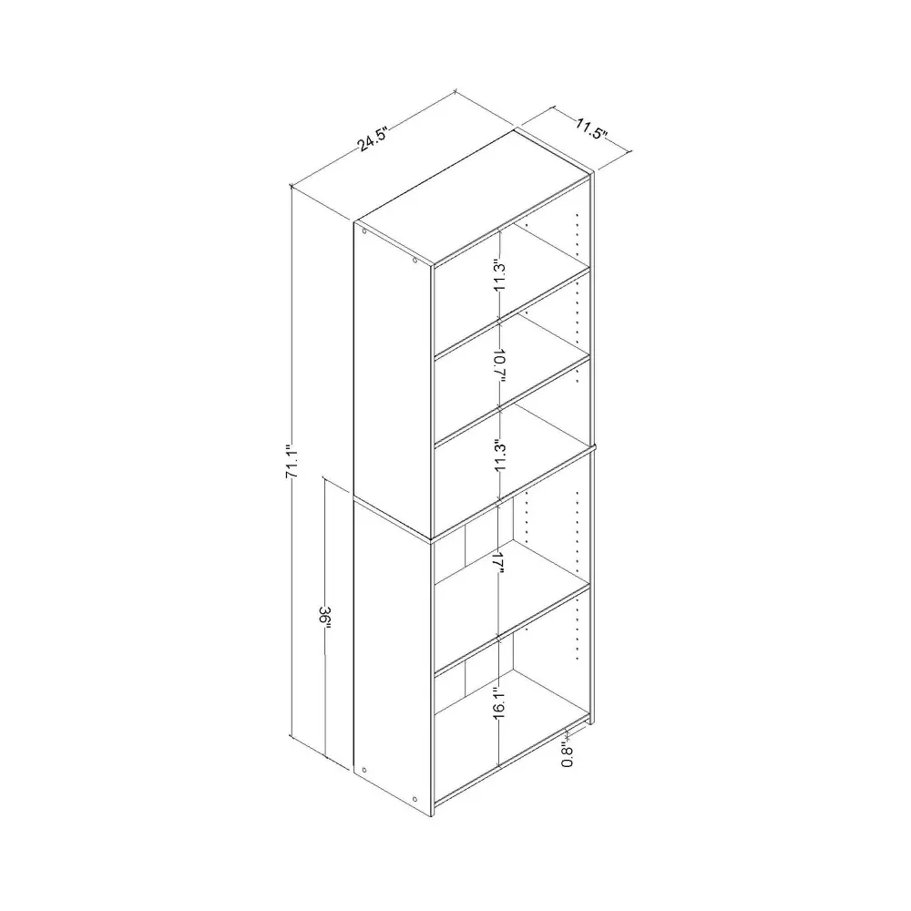 5 Shelf Bookcase Natural Wood, - Image 5