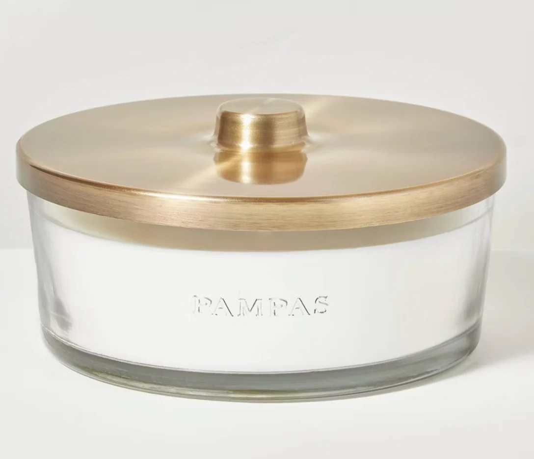 5-Wick Clear Glass Pampas Knob-Lid Jar Candle 28oz - Hearth & Hand™ with Magnolia SHOWROOM ITEM