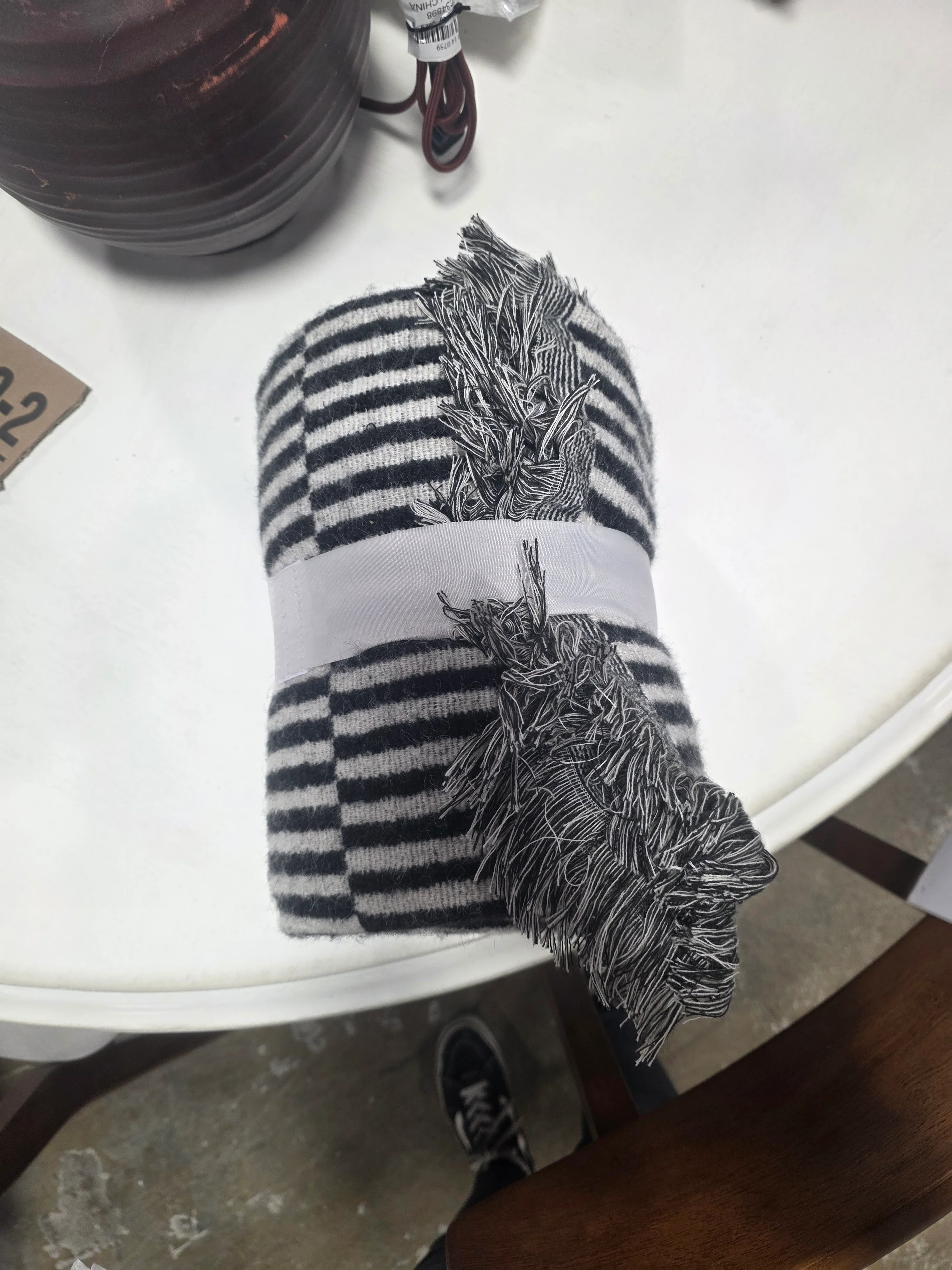 50''x60'' Oversized Woven Linework Throw Blanket Black/Cream - Threshold - SHOWROOM ITEM - Image 2