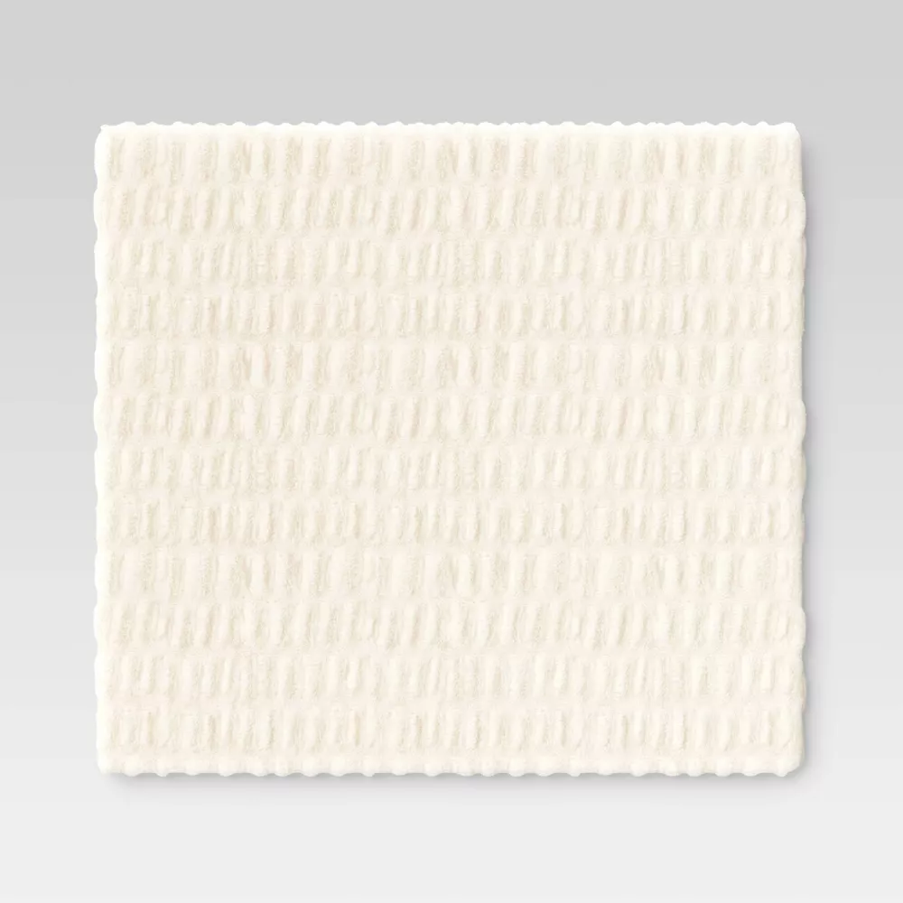 50"x60" Ruched Faux Rabbit Fur Throw Blanket Cream - Image 4
