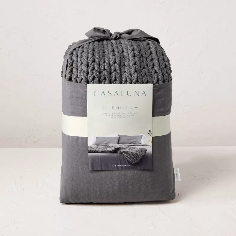 Oversized Solid Bed Throw Dark Gray 50"x70"