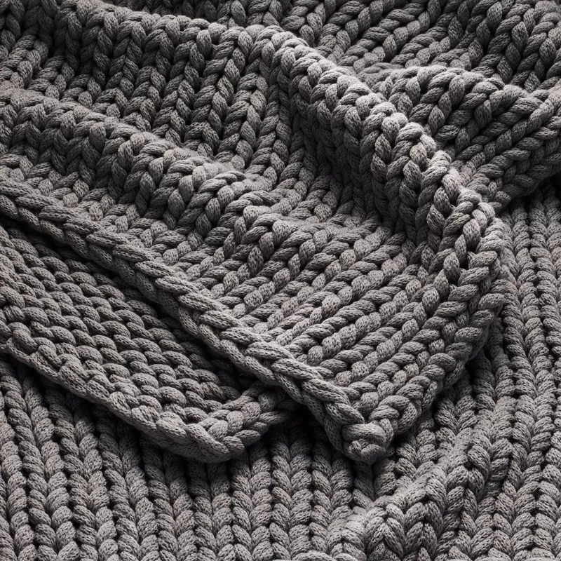 Oversized Solid Bed Throw Dark Gray 50"x70" - Image 3