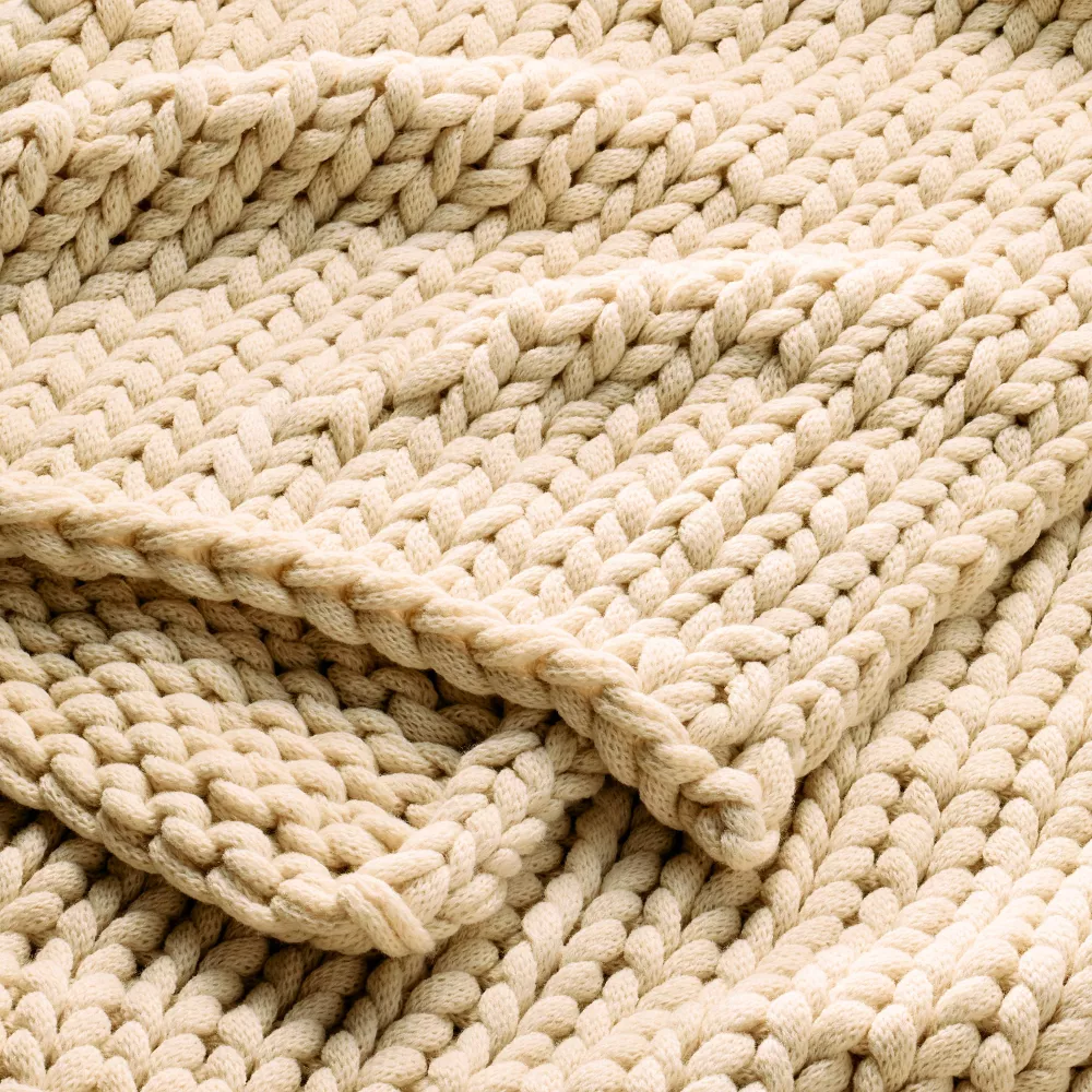 50"x70" Oversized Solid Bed Throw Natural - Image 3