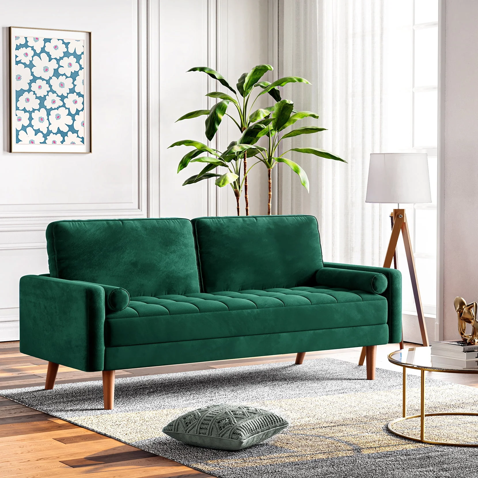 56" Vesgantti 2 Seater Sofa - Green Velvet SHOWROOM ITEM