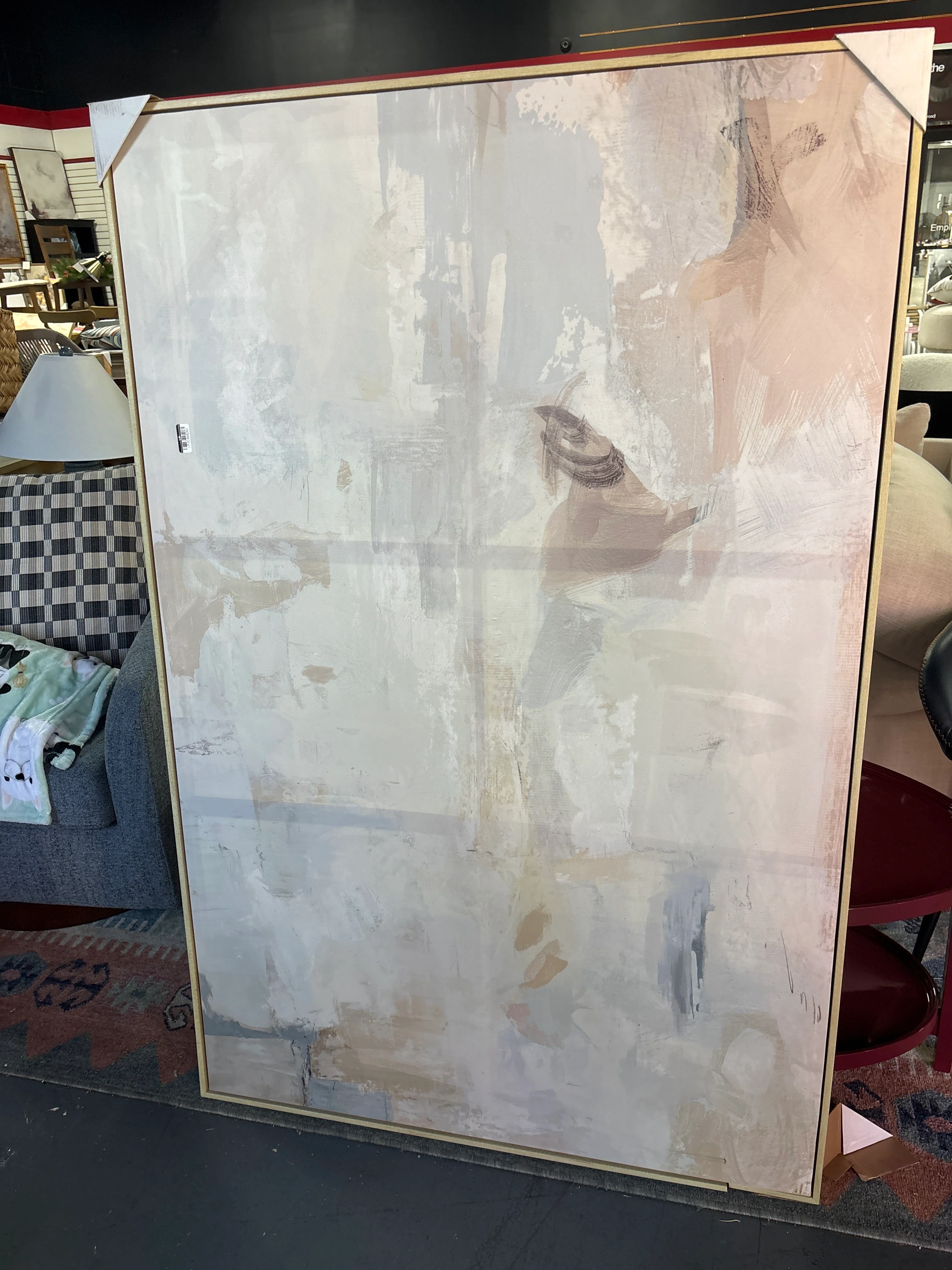 58" x 38" Tonal Abstract Framed Canvas SHOWROOM ITEM - Image 2