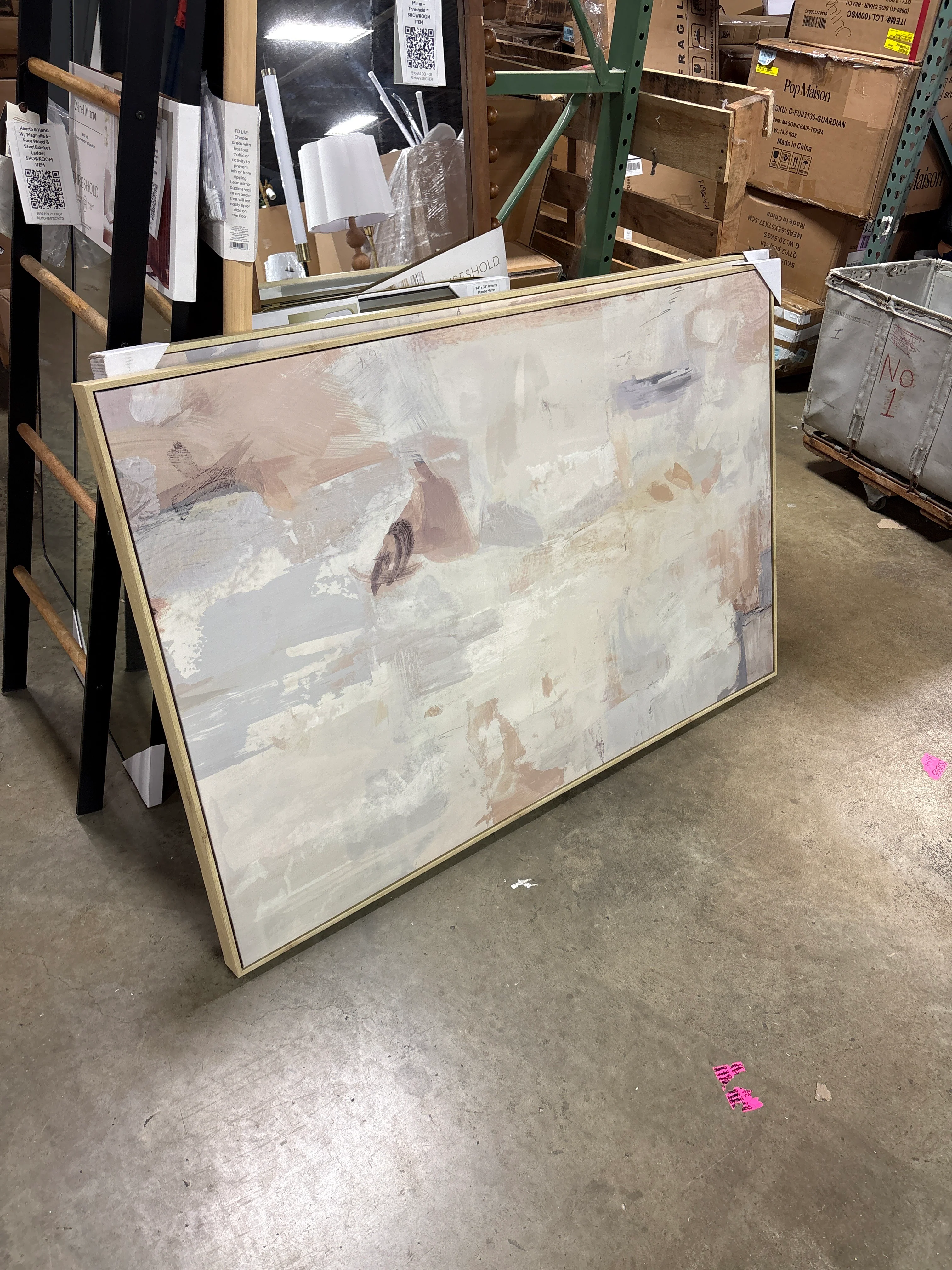 58" x 38" Tonal Abstract Framed Canvas - Threshold™ designed with Studio McGee: Modern Digital Art, Polystyrene Frame SHOWROOM ITEM - Image 2