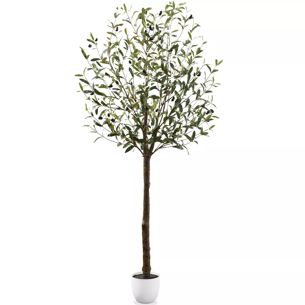 Artificial Olive Tree, Lifelike Faux Tree, w/ Planter Pot, Realistic Trunk