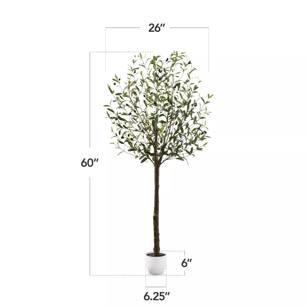 Artificial Olive Tree, Lifelike Faux Tree, w/ Planter Pot, Realistic Trunk - Image 5
