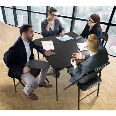 5pc Folding Table Set Black: Vinyl Padded - Image 4
