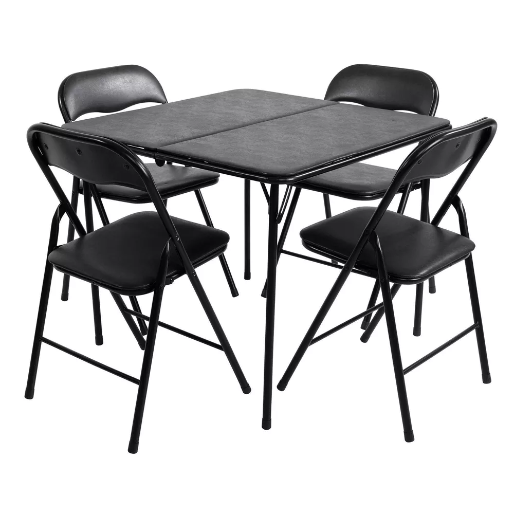 5pc Folding Table Set Black