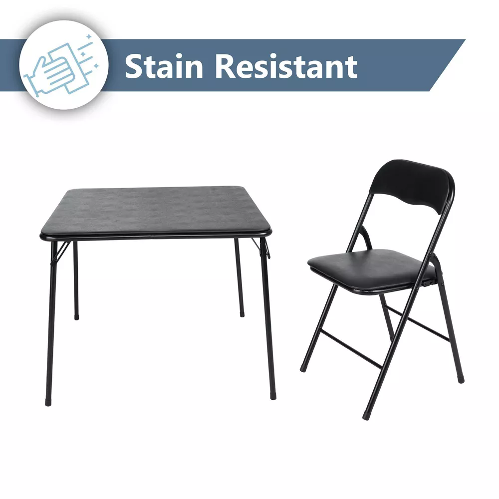 5pc Folding Table Set Black - Image 2