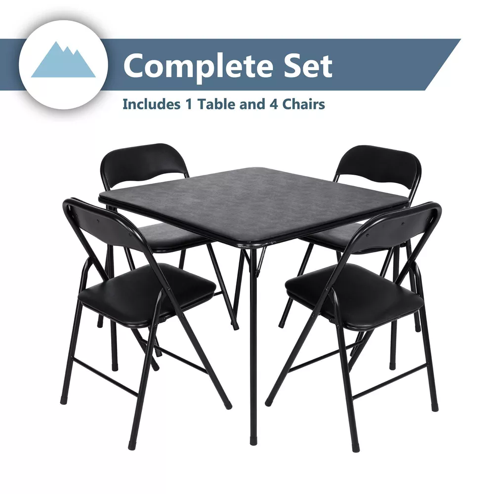 5pc Folding Table Set Black - Image 5