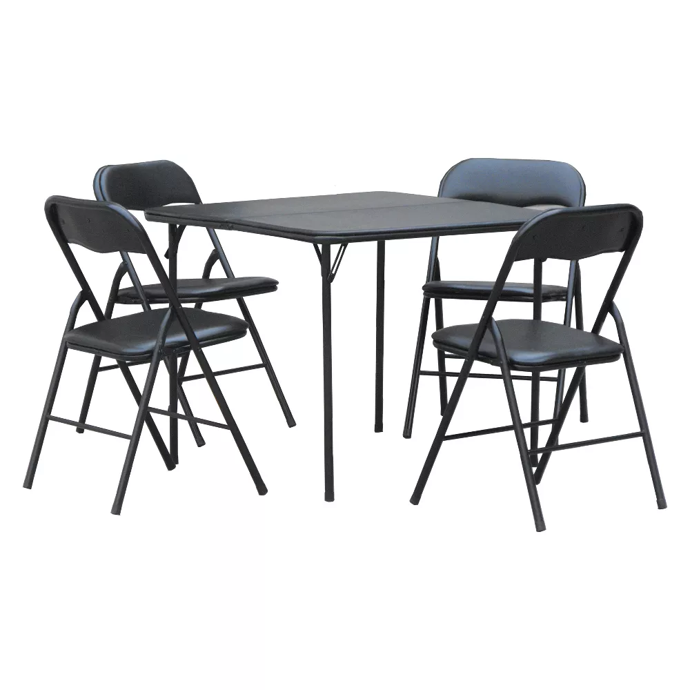 5pc Folding Table Set Black