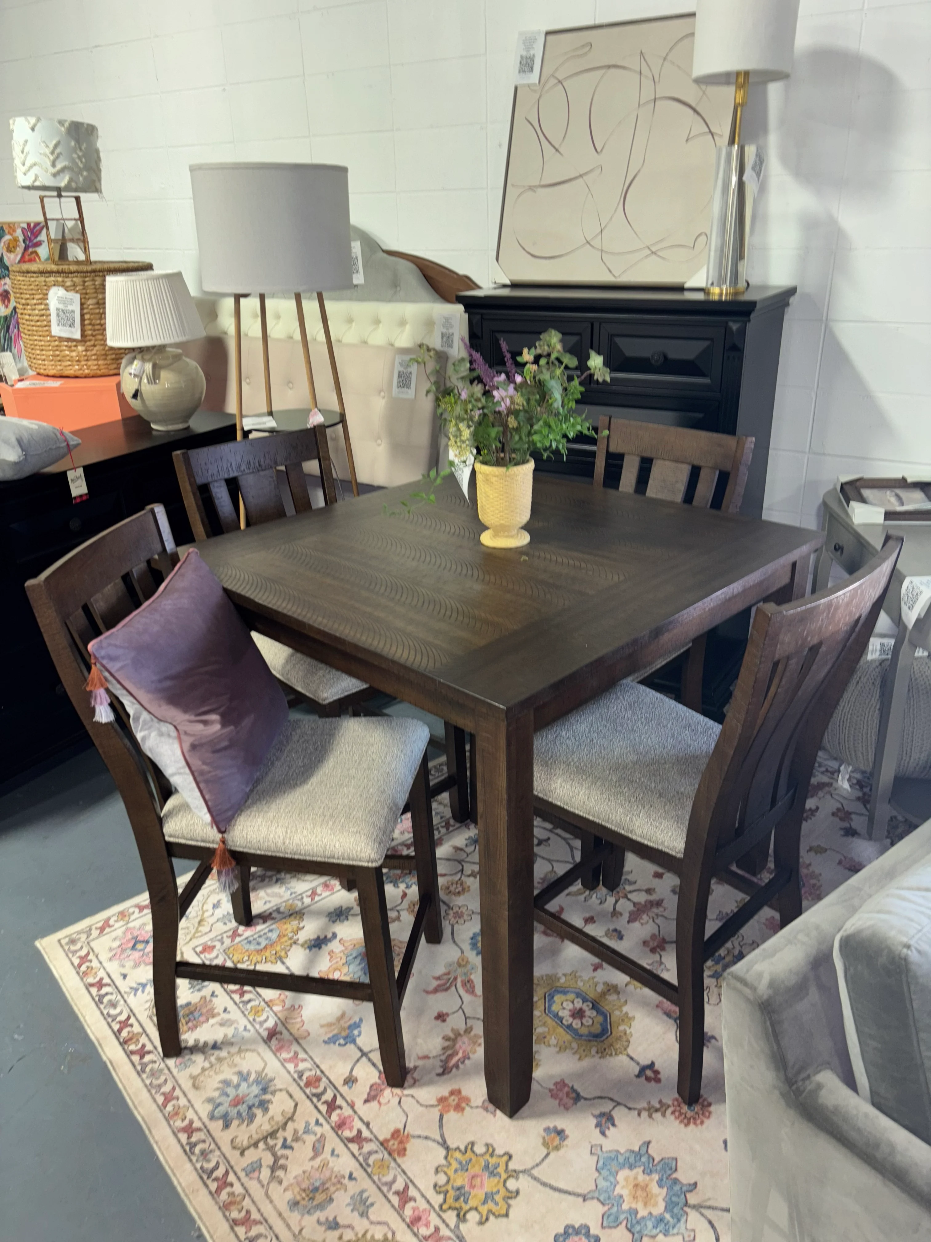 5pc Lewis Solid Wood Counter Height Dining Set Brown SHOWROOM ITEM - Image 2