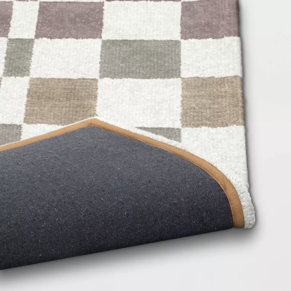 5'x7' Checkered Woven Flatweave Area Rug White - Image 2