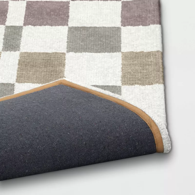 Checkered Woven Flatweave Area Rug White 5'x7' - Image 2