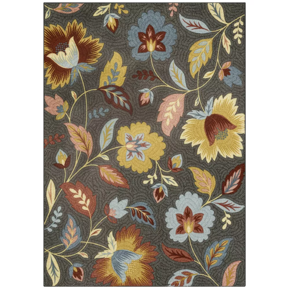 Garden Floral Accent Rug Gray 5'x7'