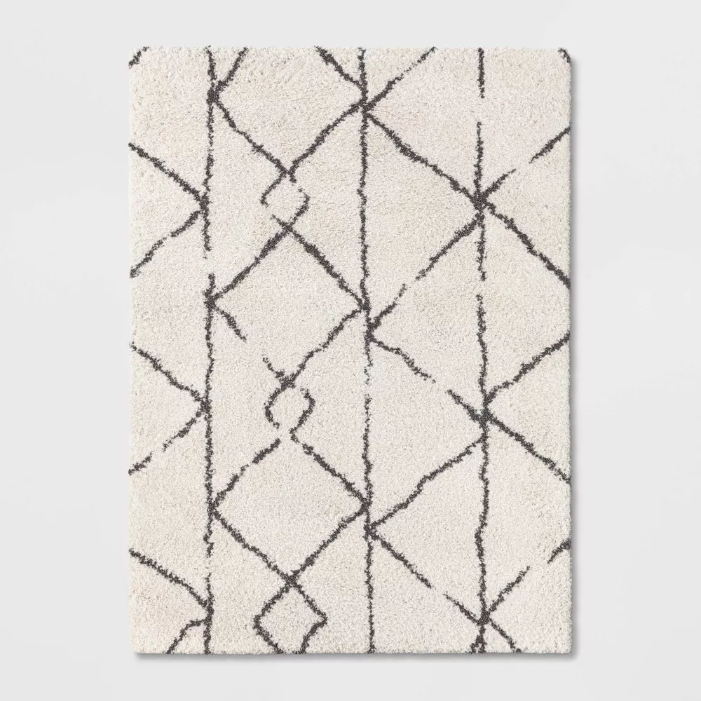 Geometric Design Woven Area Rugs Cream/Gray 5'x7'