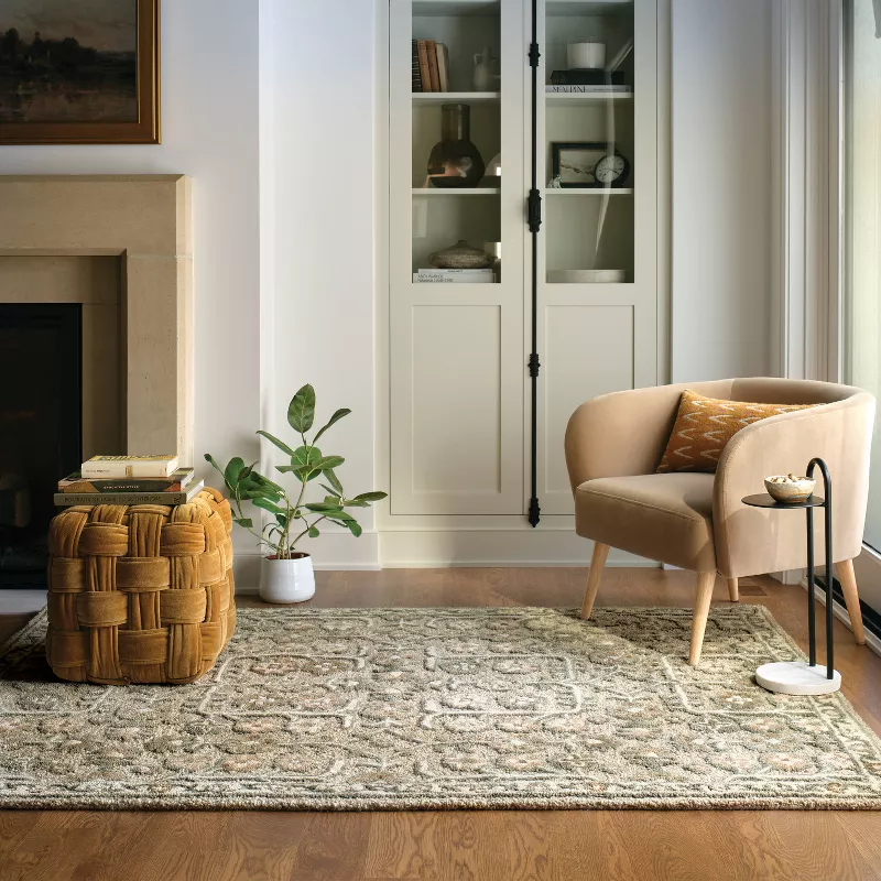 5'x7' Handtufted Textural Floral Area Rug Sage Green - Image 4