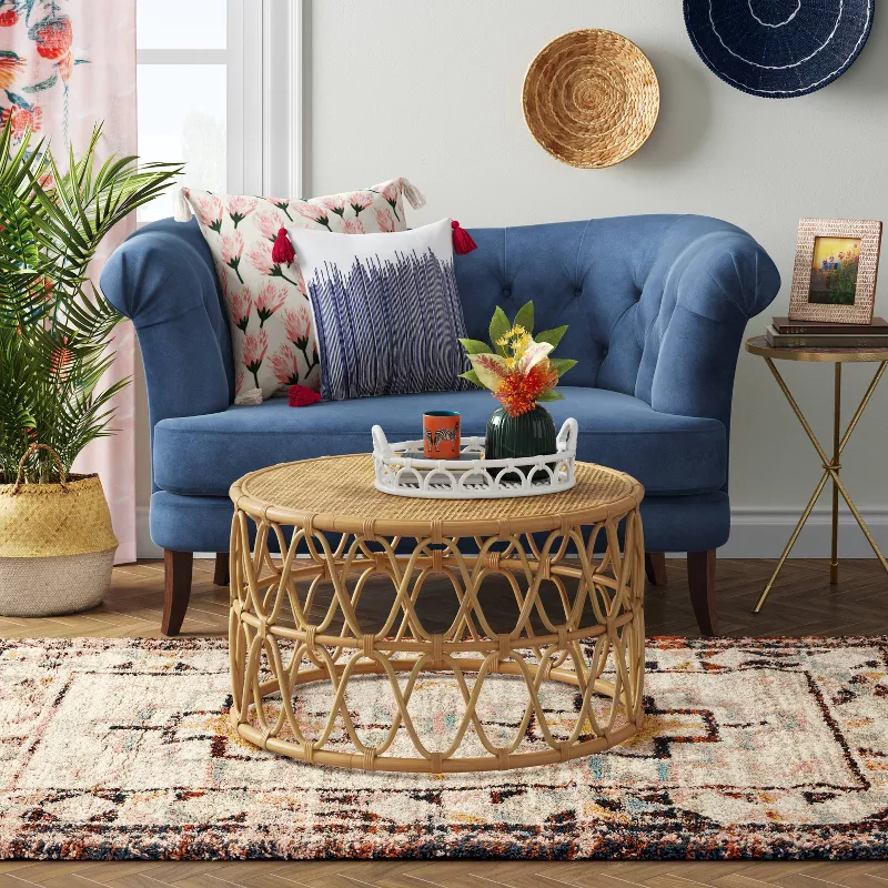 Indoor Geometric Shag Woven Area Rug Light Beige/Black Bohemian 5'x7' - Image 3