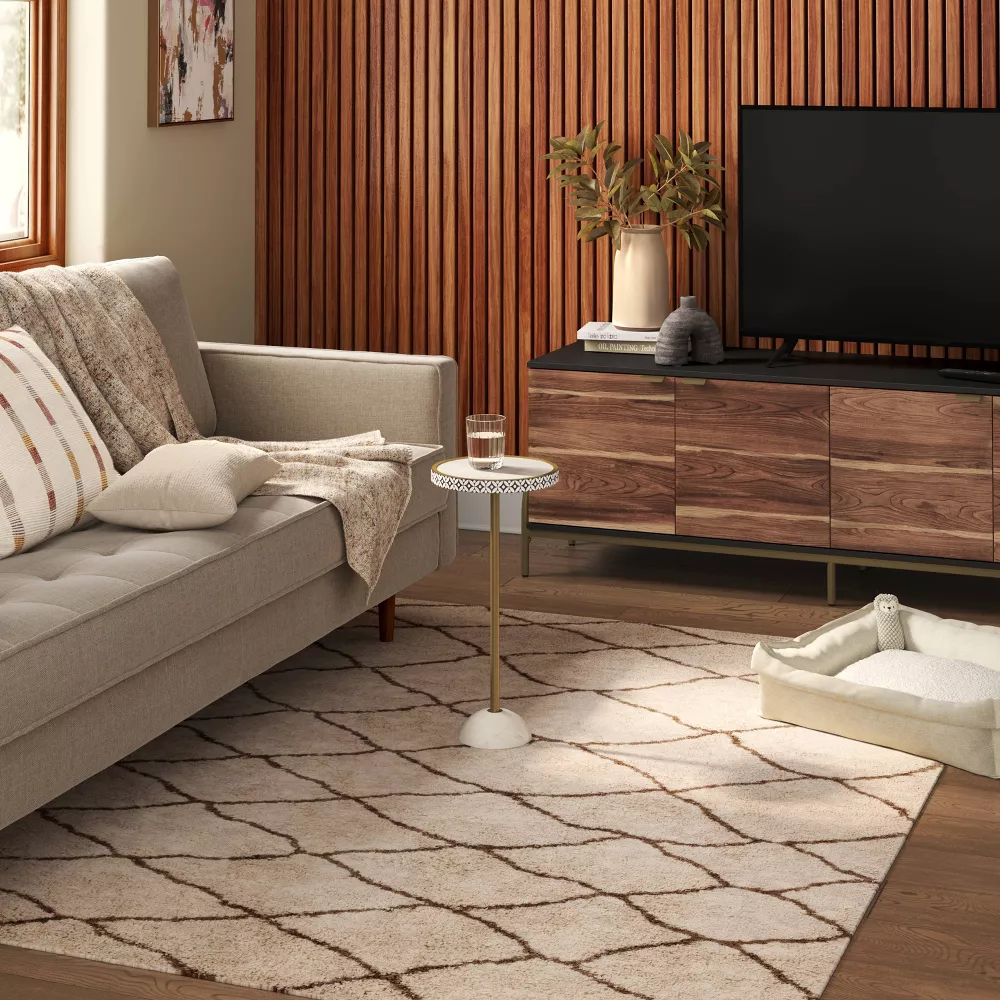 Organic Diamond Shag Area Rug Brown - 5'x7' - Image 4
