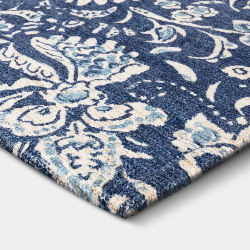 Paisley Area Rug Blue/White 5'x7' - Image 3
