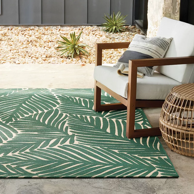 Palms Outdoor Area Rug Green 5'x7' - Image 4