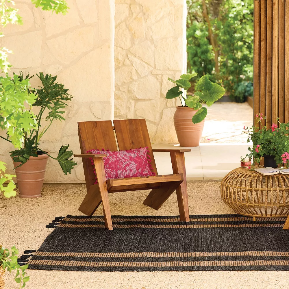 Pecan Rectangular Woven Outdoor Area Rug Charcoal Gray 5'x7' - Image 4