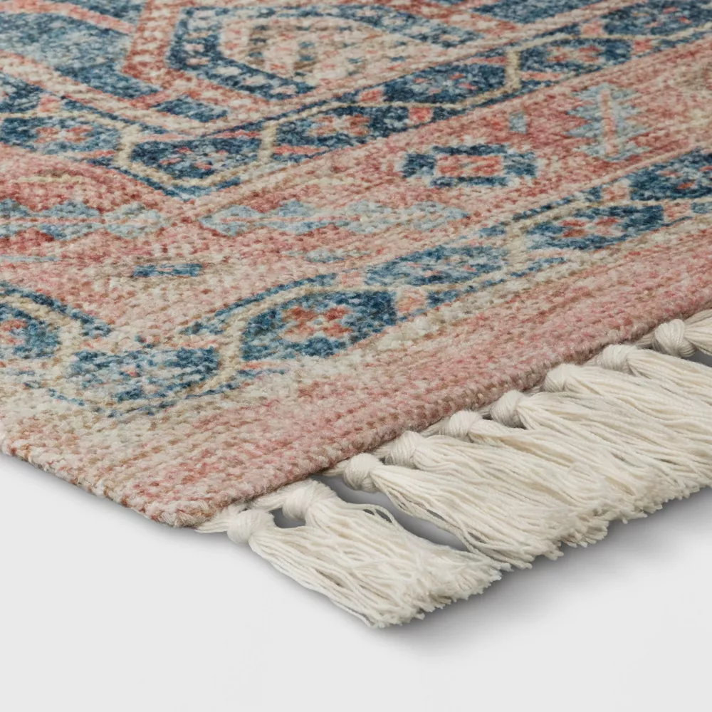 Washable Fringed Medallion Area Rug Rust 5'x7' - Image 3