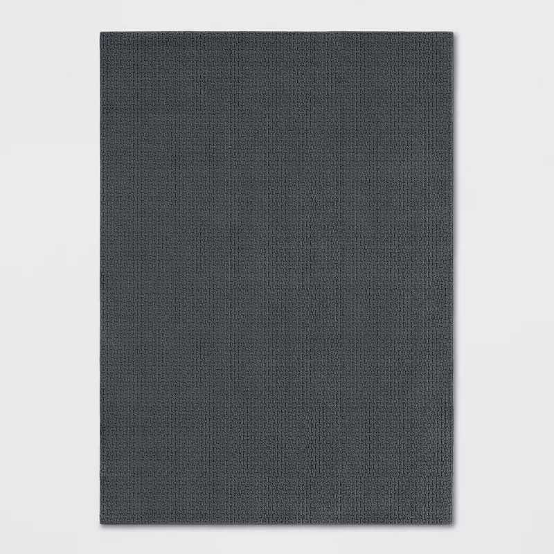 Washable Solid Machine Tufted Area Rug Gray 5'x7'
