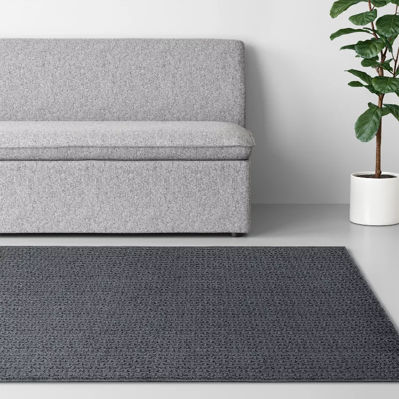 Washable Solid Machine Tufted Area Rug Gray 5'x7' - Image 2