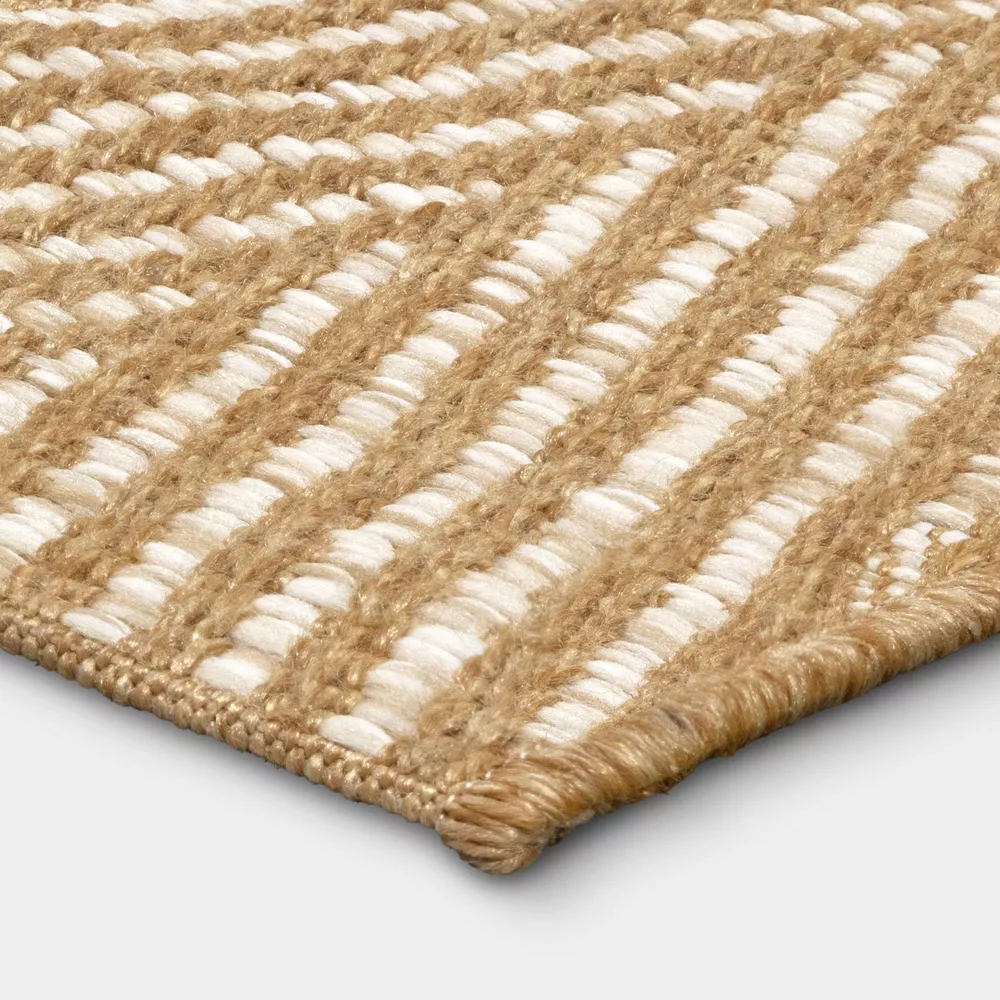 Wavy Striped Rectangular Woven Outdoor Area Rug Ivory 5'x7' - Image 3