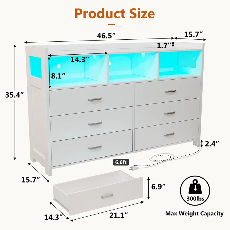 6 - Drawer Dresser with Power Outlet - Image 4