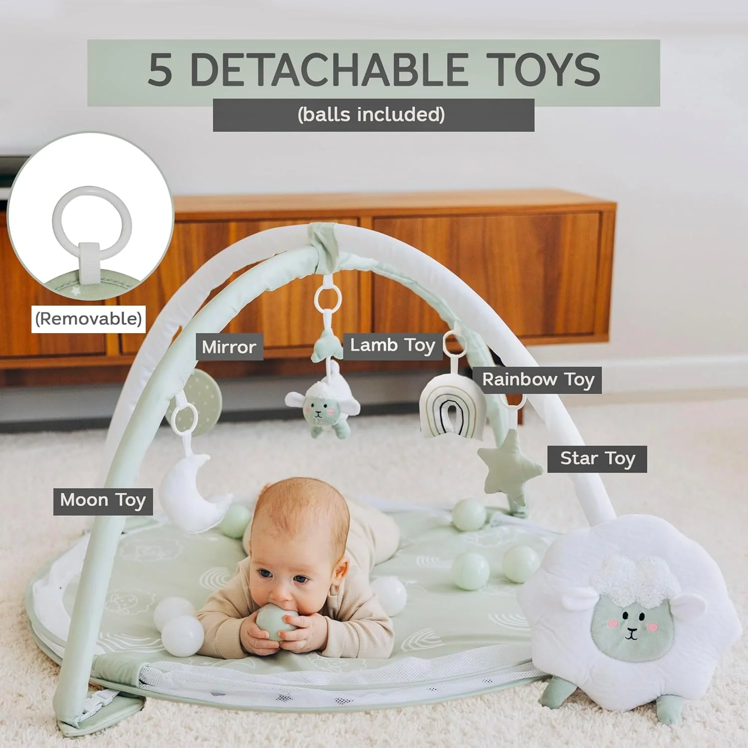 6-in-1 XL Play Mat & Play Gym (Sage) - Image 3