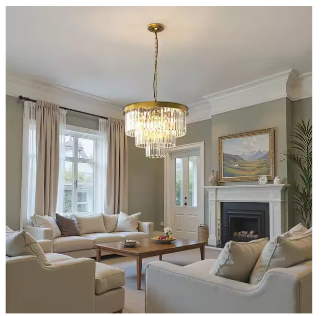 6-Light Gold Modern Crystal Chandelier - Image 3
