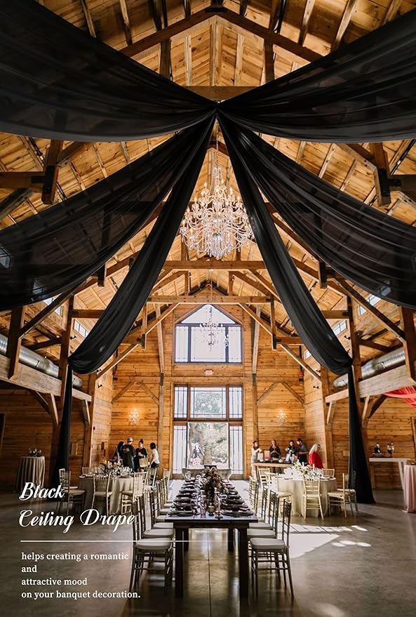 6 Panels Black Ceiling Drapes for Wedding Ceiling Drapes