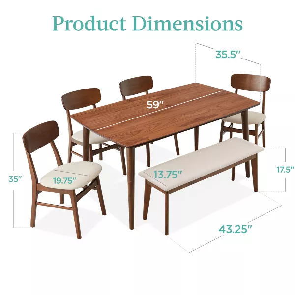 1-Piece Mid-Century Modern Upholstered Wooden BENCH ONLY - Image 5