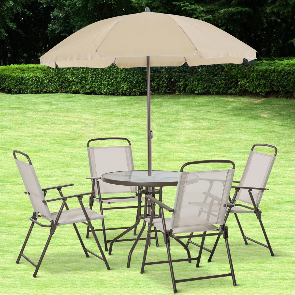 6 Piece Outdoor Dining Sets for 4 with Umbrella - Image 4
