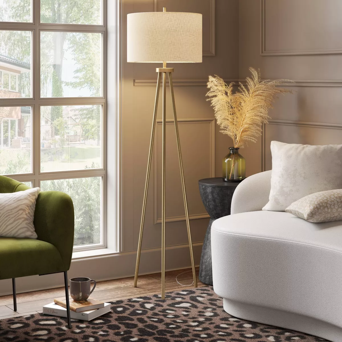 60" x17.5" Ellis Tripod Floor Lamp - Brass SHOWROOM ITEM