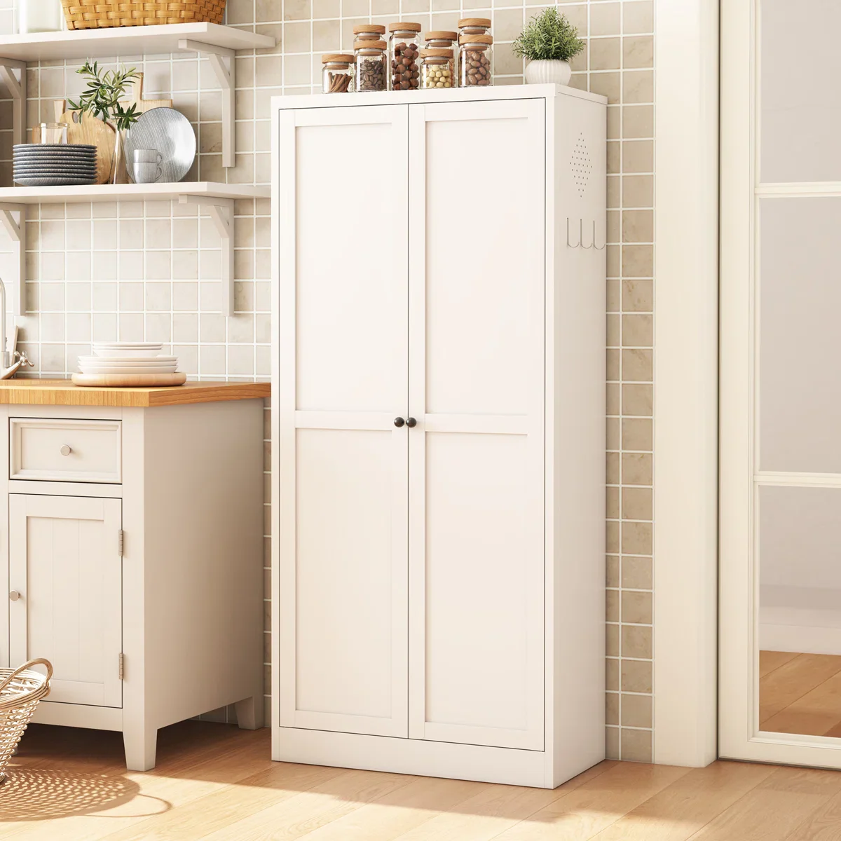 White Metal Kitchen Pantry Cabinet