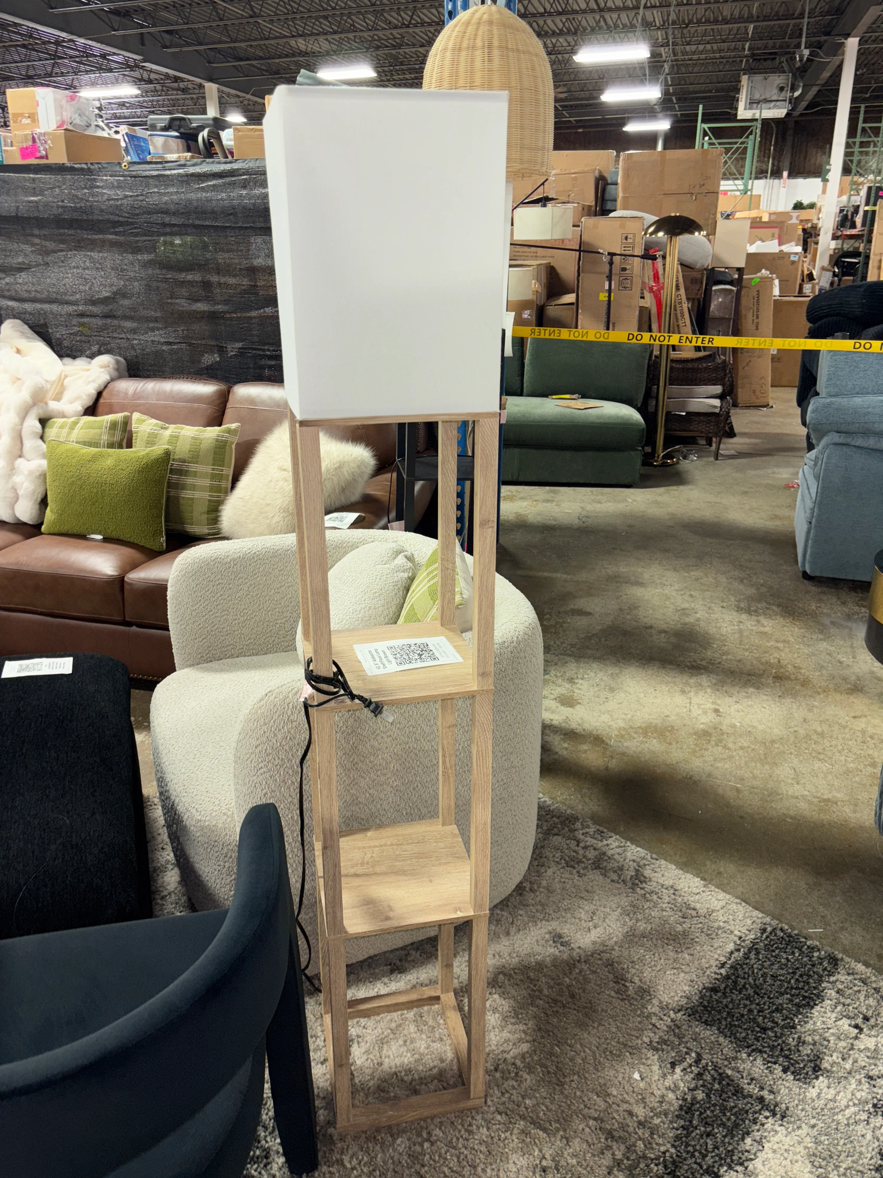 62.5" Alabaster Shelf Floor Lamp Light Brown SHOWROOM ITEM - Image 2