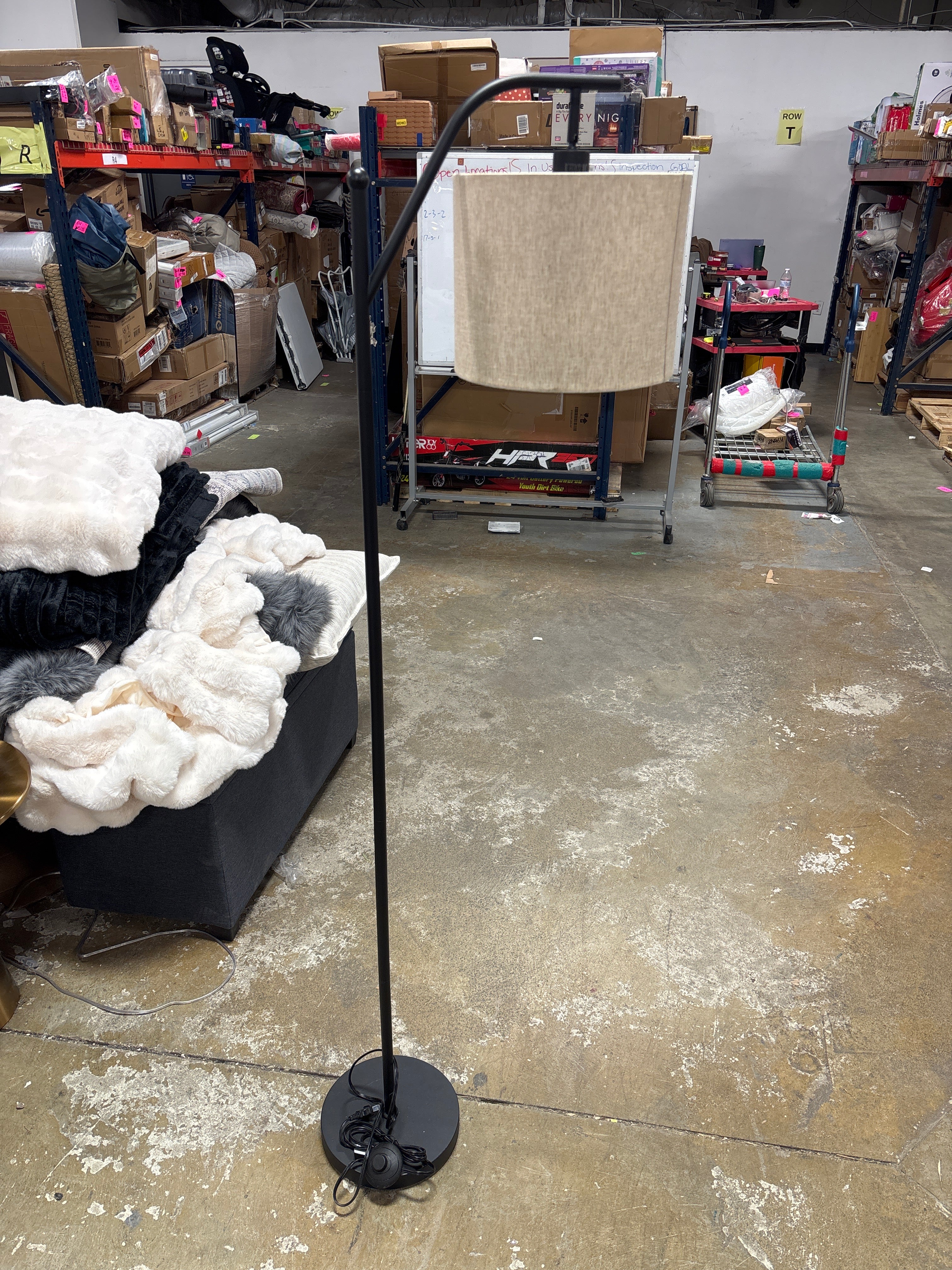 62" Black Arc Floor Lamp with Fabric Shade SHOWROOM ITEM - Image 3