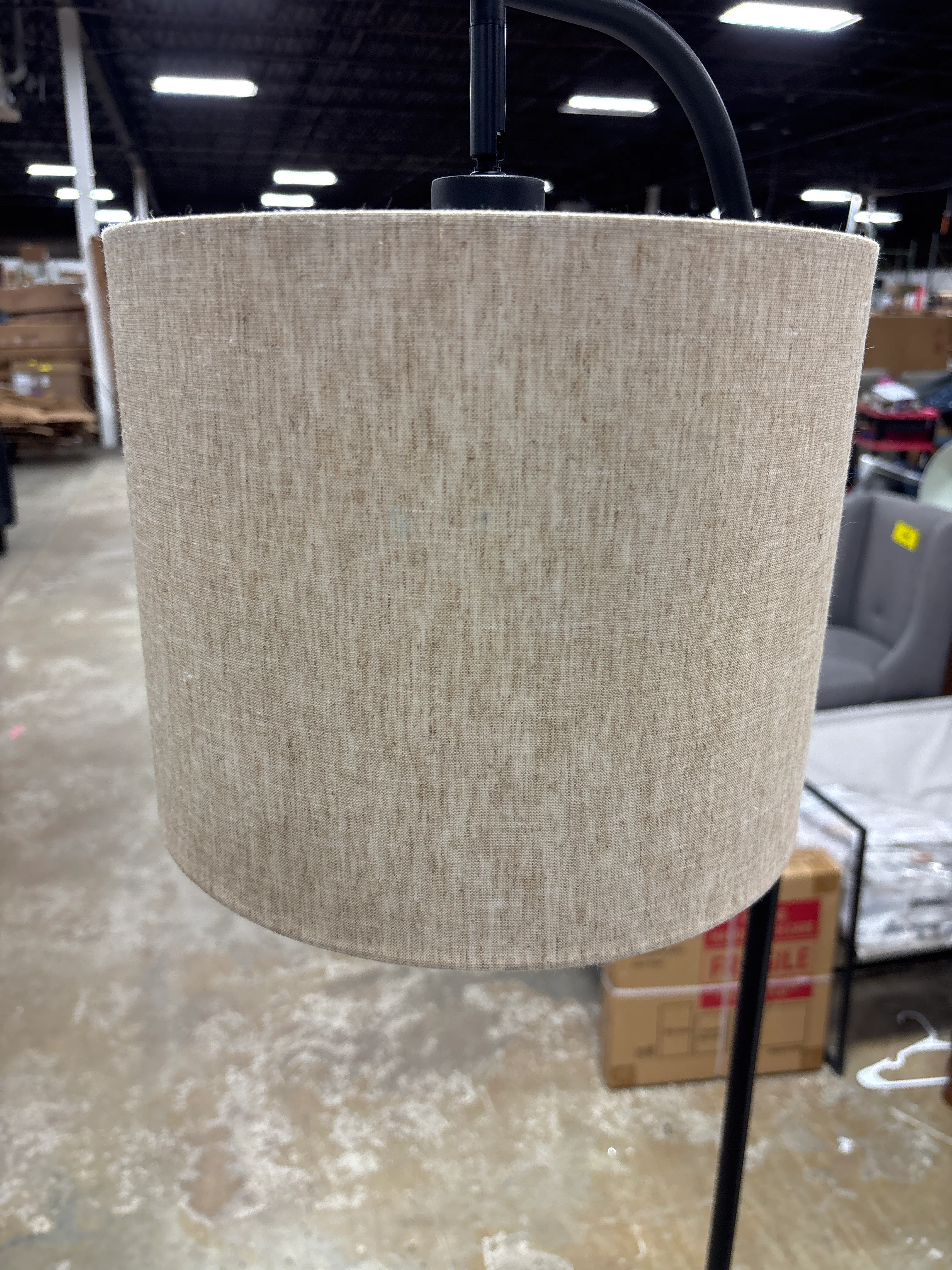 62" Black Arc Floor Lamp with Fabric Shade SHOWROOM ITEM - Image 4