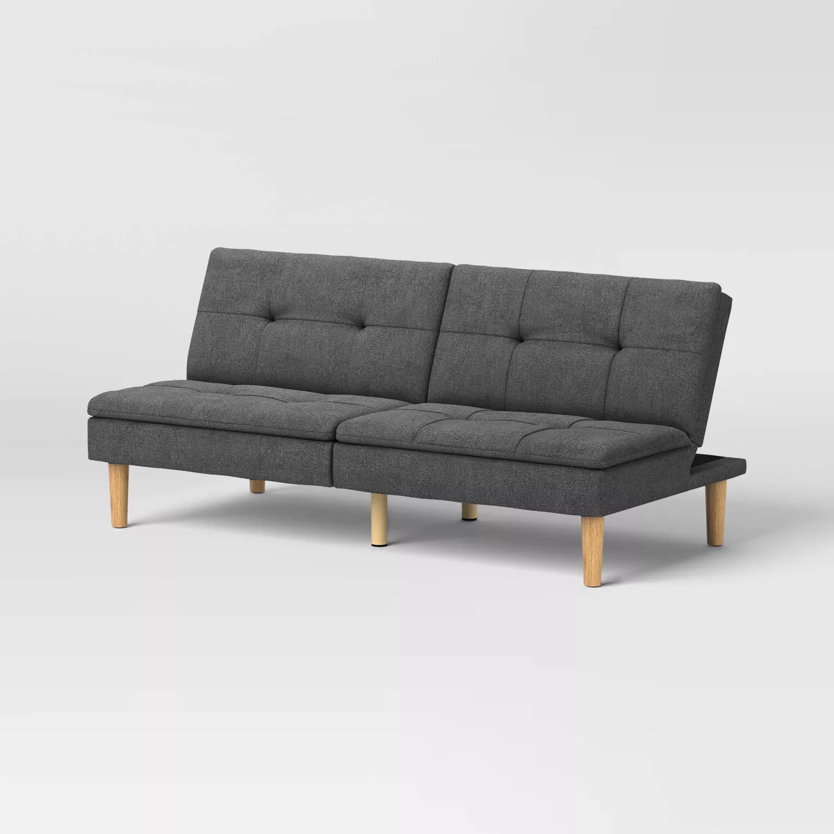 69" Tufted Dorm Futon Sofa - Dark Grey SHOWROOM ITEM
