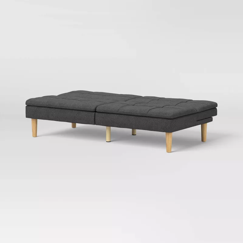 Tufted Futon Sofa Dark Gray - Image 3