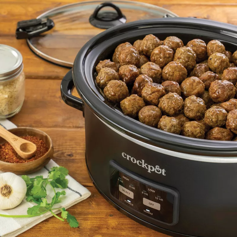 6qt Cook & Carry One Touch Programmable Slow Cooker Matte Black - Image 3