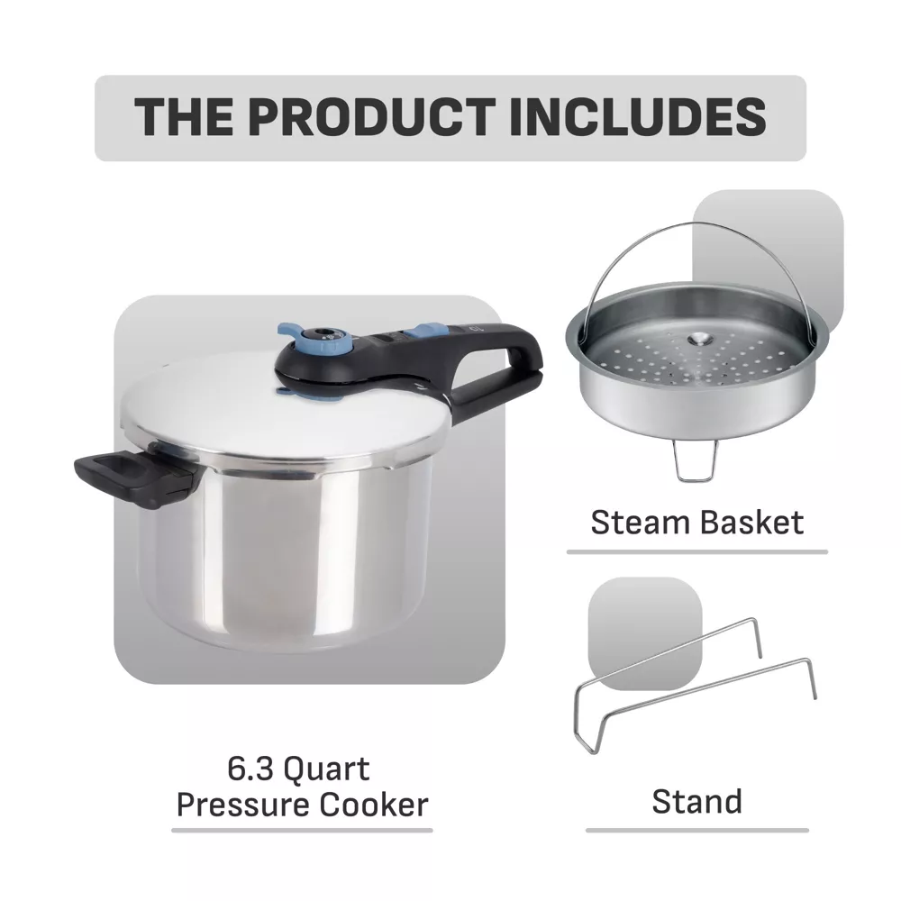 Stainless Steel Pressure Cooker with Straining Basket - Image 5