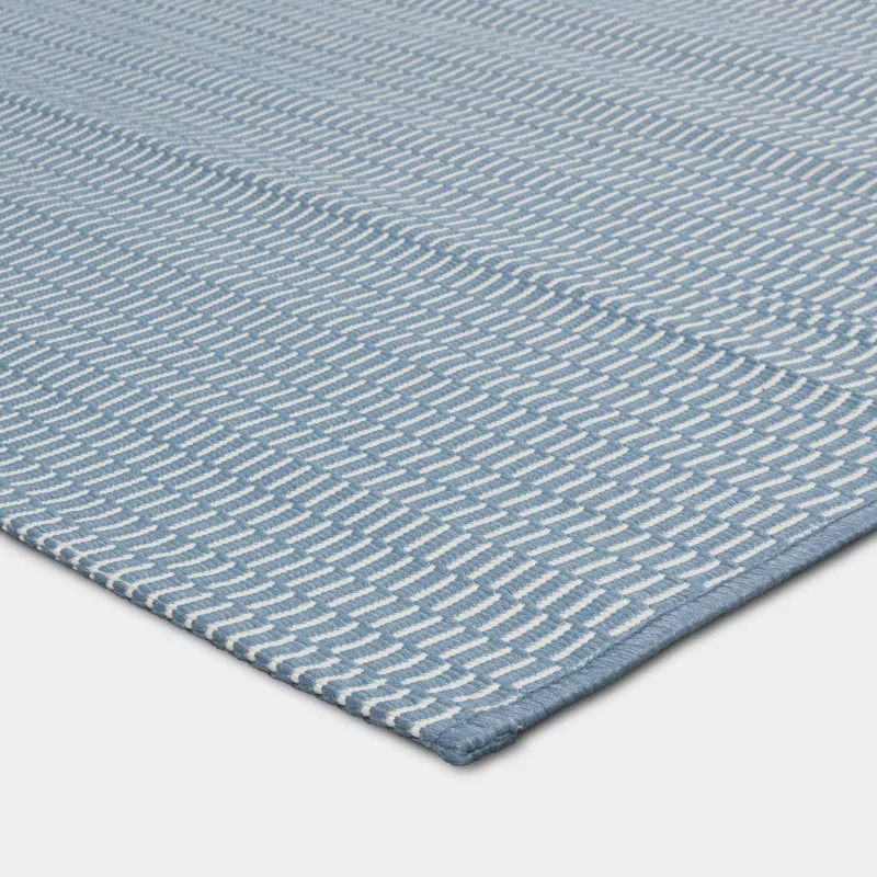 Micro Dash Rectangular Woven Outdoor Area Rug Blue 6'x9' - Image 3