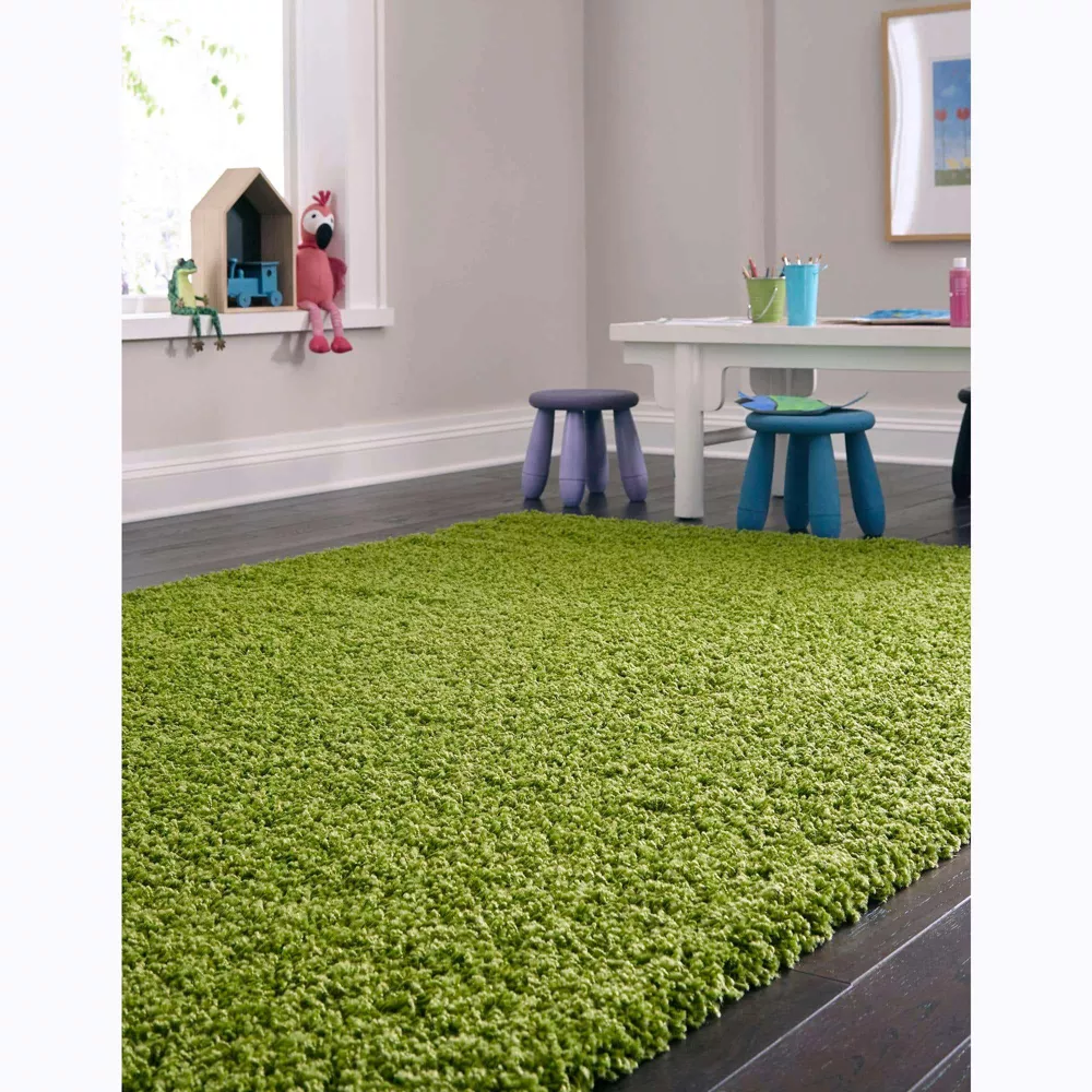 Rectangle Solid Shag Grass Green Area Rug 7' x 10' - Image 4